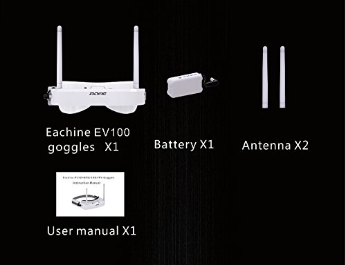 EACHINE EV100 FPV Brille 720*540 5.8G 72CH FPV Goggles mit Doppelantennen Fan 7.4V 1000mAh Akku - 6